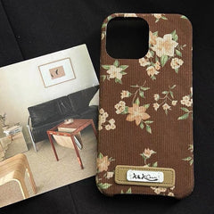 Vintage Flower Plush Embroidery Fabric iPhone Case