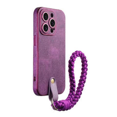 Violet Leather iPhone Case with Wrist Strap