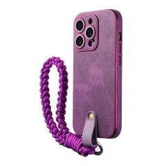 Violet Leather iPhone Case with Wrist Strap