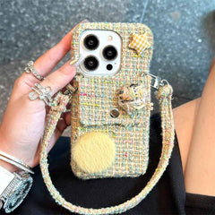 Wallet Chain Tweed Fabric iPhone Case