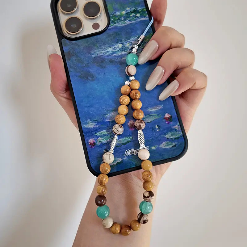 Wood Waves Phone Charm | Handmade Phone Strap - Beaded Phone Charm