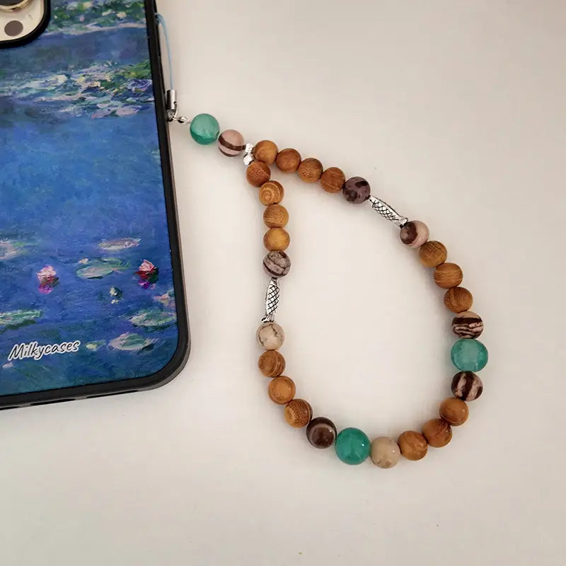 Wood Waves Phone Charm | Handmade Phone Strap - Beaded Phone Charm