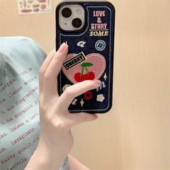 Cherry Denim Stitch iPhone Case