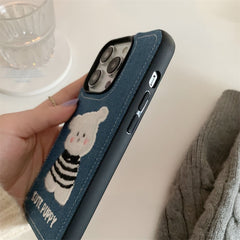 Cute Puppy Denim Stitch iPhone Case